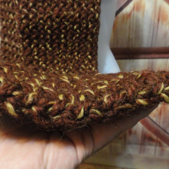 Hand made Loom Knit Colorful Brown Scarf~6"x56"~Fashionable~Winter We… - Picture 4 of 4